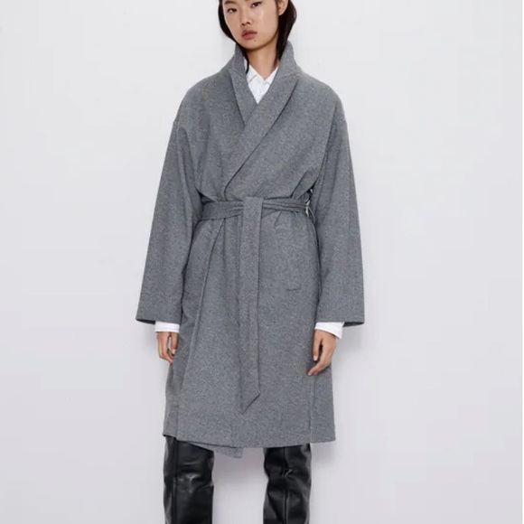 Zara soft touch oversized belted coat - Picture 4 of 7